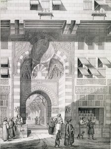 1829年にパリのレトロンで出版されたエミールエドモンドオリヴィエ（1800-64）によって彫刻された「カイロの記念碑と建物」からのOkal Kaid-Beyの扉の眺め 作： パスカル・ザビエル・コステ